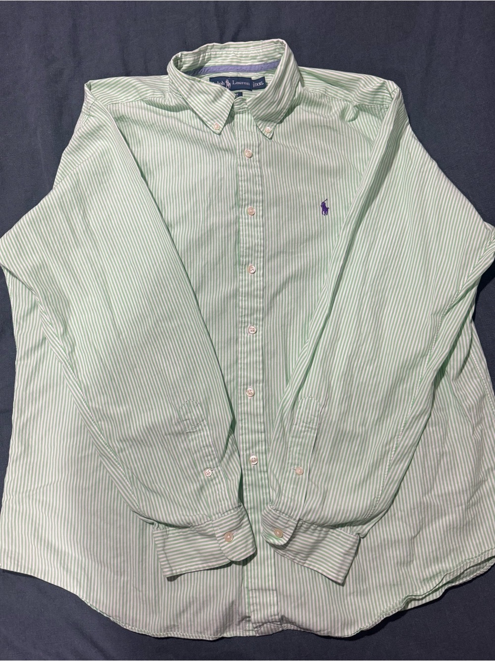 Ralph Lauren Pastel Green Thin-Striped Button-Down Shirt